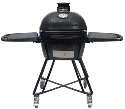 Primo All-In-One Oval Junior 200 Ceramic Kamado Grill With Cradle, Side Shelves And Stainless Steel Grates