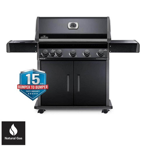 Napoleon Rogue XT 625 Black Gas Grill on Cart with Infrared Side Burner, 34.75-Inches, Natural Gas
