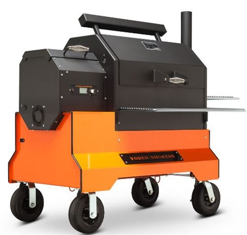 Yoder Smokers YS640S Competition Cart Orange - Call 985-231-7278 or email todd@pitstopandoutdoors.com to purchase and/or arrange shipping