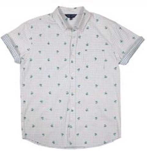 Simply Southern Palm Print Light Blue Buttondown Shirt