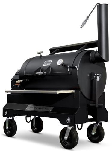 Yoder Smokers YS1500S Comp Cart (Black) + Stainless Steel Front Shelf - Call 985-231-7278 or email todd@pitstopandoutdoors.com to purchase and/or arrange shipping