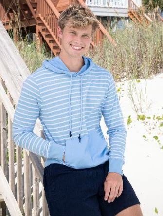 Simply Southern Stripe Lightweight Blue Hoodie