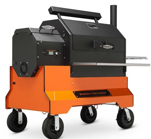 Yoder Smokers YS640S Comp (Orange) + Stainless Steel Shelves - Call 985-231-7278 or email todd@pitstopandoutdoors.com to purchase and/or arrange shipping